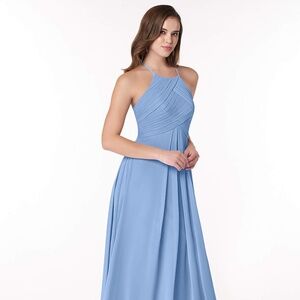 Azazie ginger steel blue bridesmaid dress